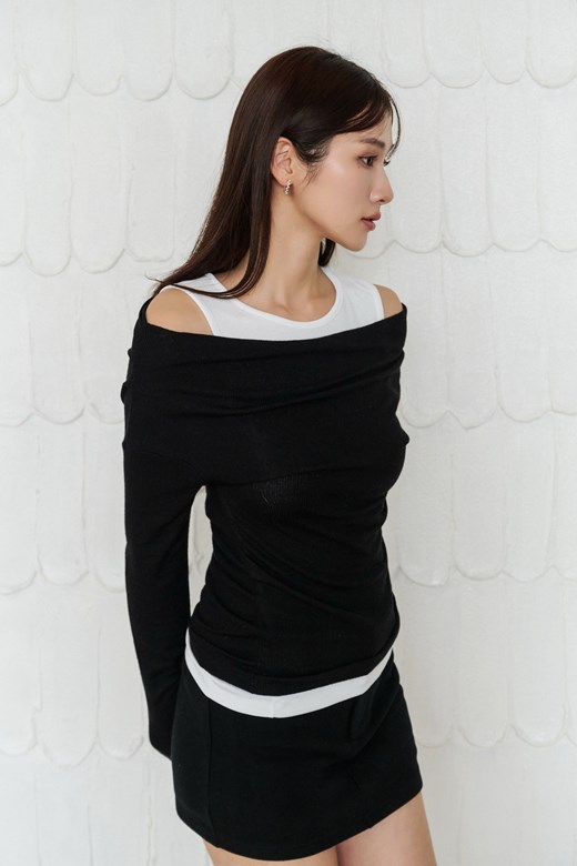 07 假兩件式長袖上衣