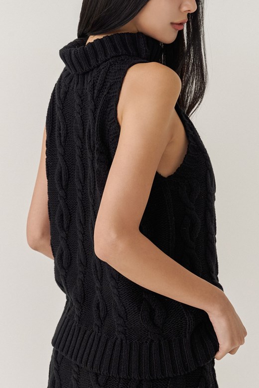 冬日溫暖麻花針織背心