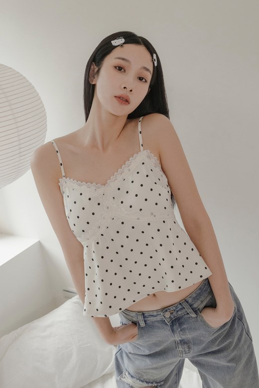 點點緞光蕾絲細肩BRA TOP背心