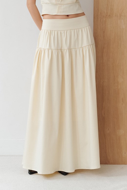 緞光抗皺傘擺長裙