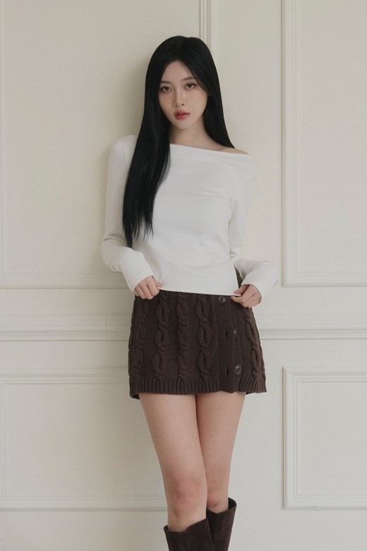 冬日溫暖麻花針織短裙