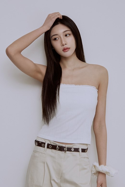 蕾絲邊緹花平口BRA TOP