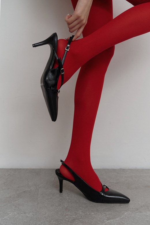 優雅尖頭芭蕾一字扣跟鞋