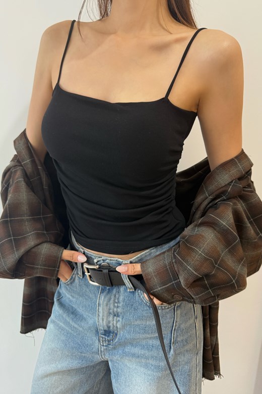 12 細肩側抓皺BRA TOP背心