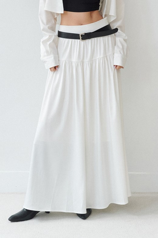 緞光抗皺傘擺長裙