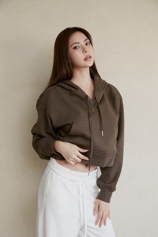 短版連帽開釦衛衣