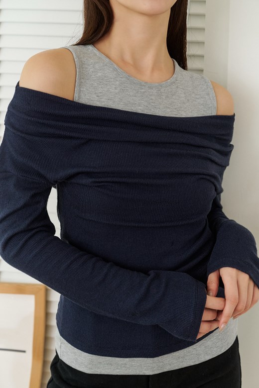 07 假兩件式長袖上衣