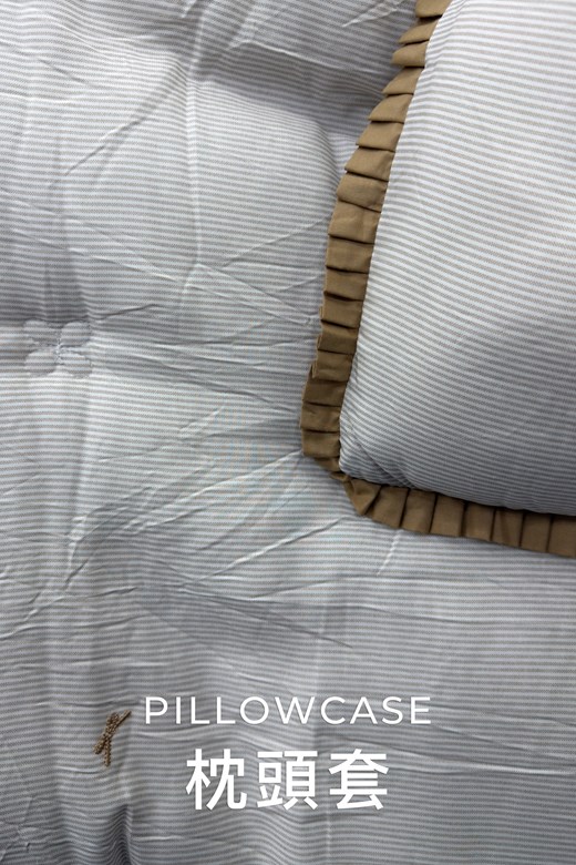 緞帶邊條紋蝴蝶結同色枕頭套(1入)