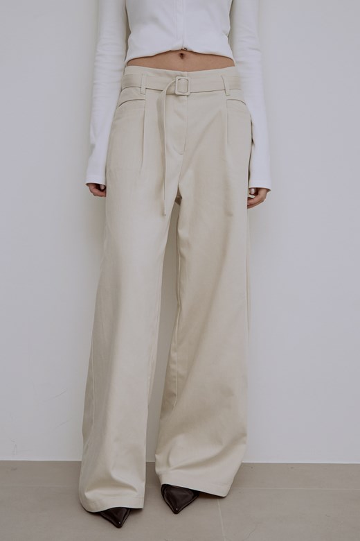 質感腰帶斜紋長褲