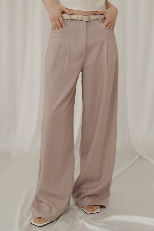 立體打摺鉤釦西裝寬褲