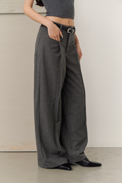 設計感毛呢西裝長褲