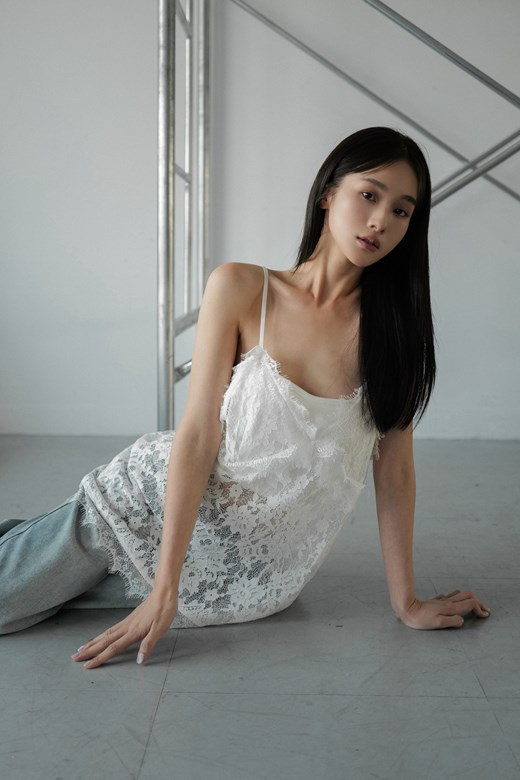 透肌雕花蕾絲洋裝