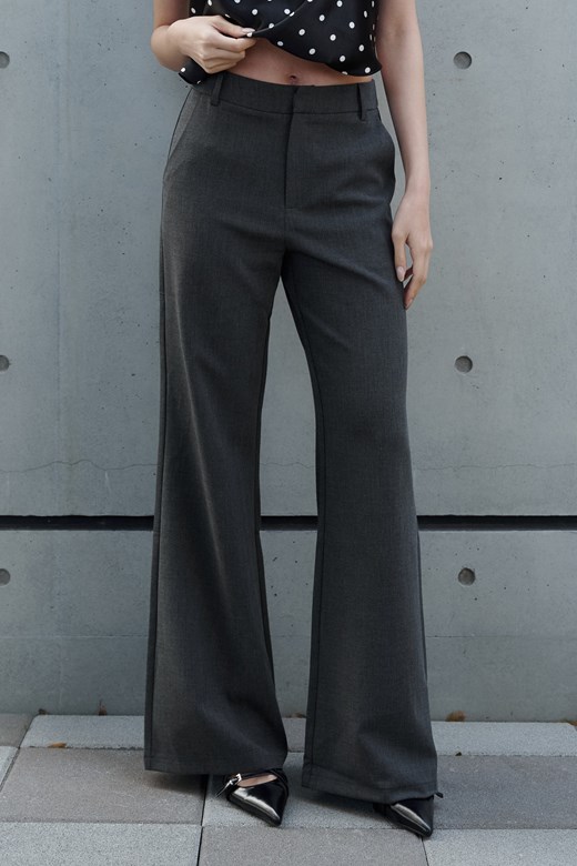 修身鉤釦微喇叭西裝長褲