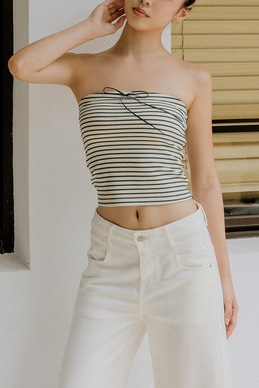 蝴蝶結條紋平口BRA TOP