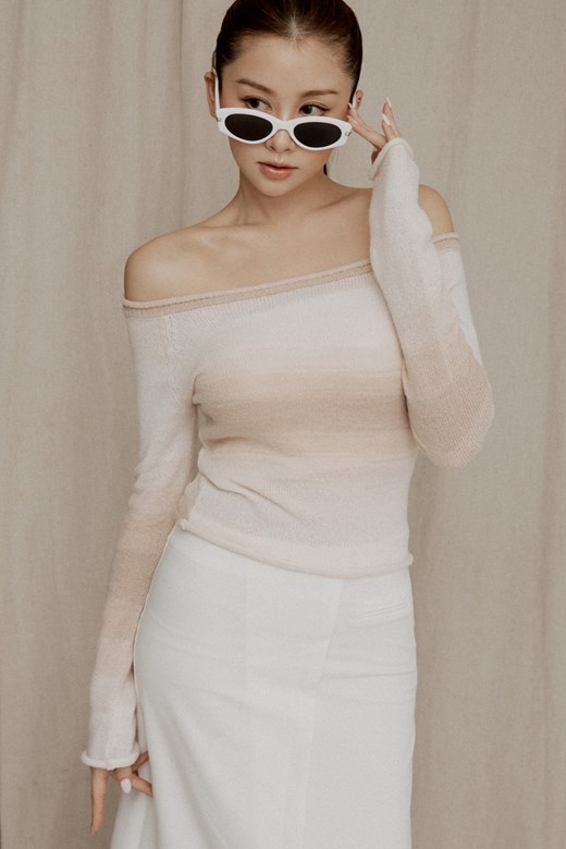 柔光漸層針織長袖上衣