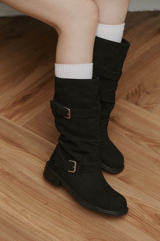 28 西部麂皮扣環堆堆靴