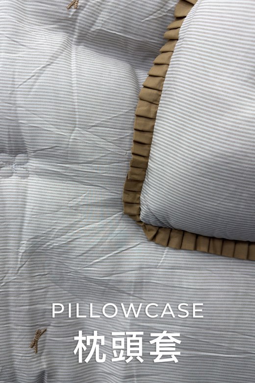 緞帶邊條紋蝴蝶結同色枕頭套