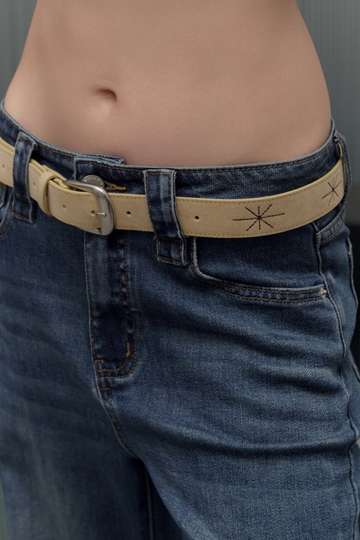 星芒刺繡復古皮帶