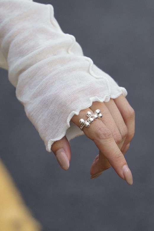 立體925銀球造型戒指