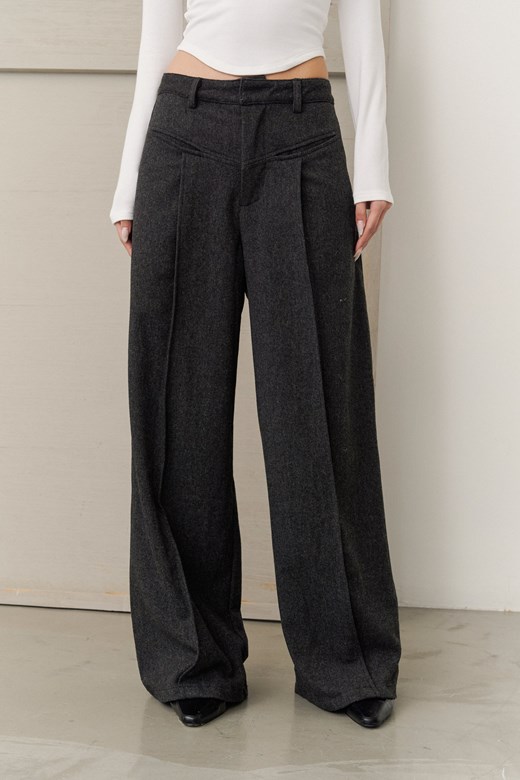 設計感毛呢西裝長褲