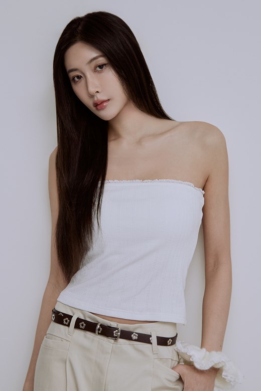 蕾絲邊緹花平口BRA TOP