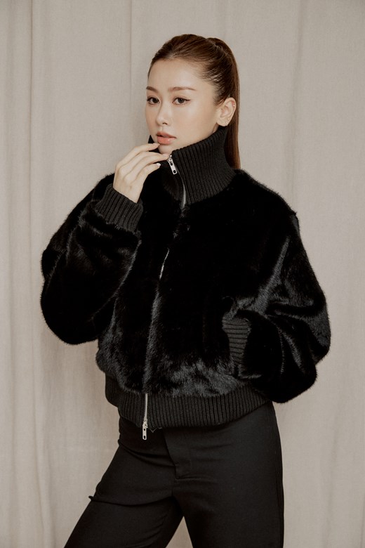 高級感貂毛翻領外套