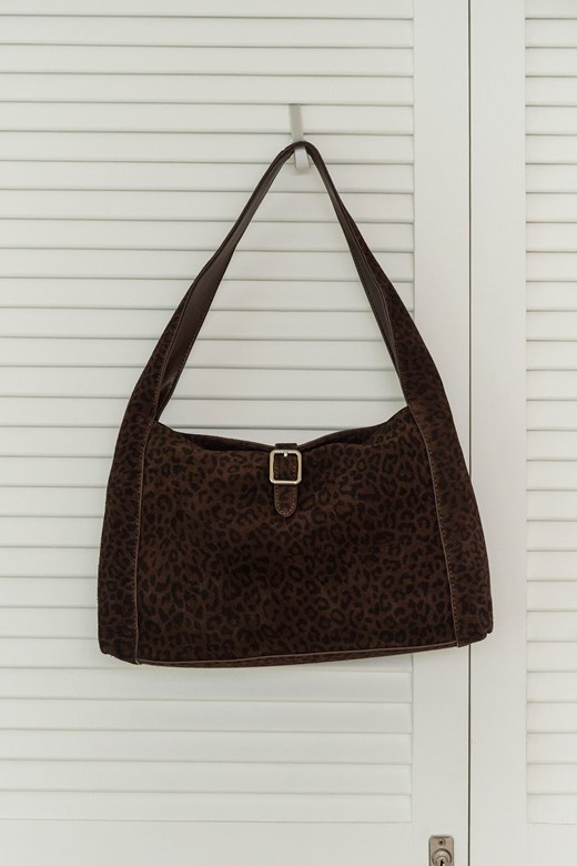 豹紋皮帶釦肩背包