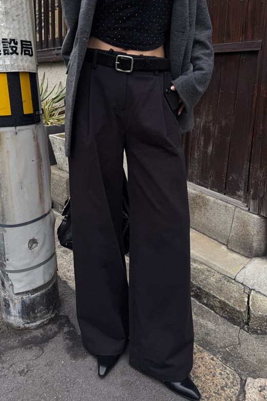 口袋造型鬆緊打摺長褲