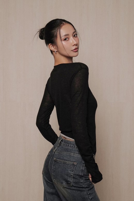 雙色滾邊輕柔長袖上衣