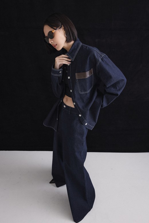 mi時髦牛仔寬褲