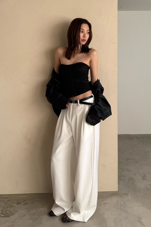 時髦俐落打摺西裝寬褲