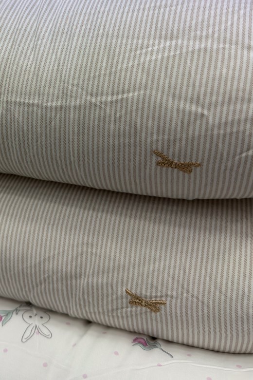 緞帶邊條紋蝴蝶結四季被(厚/S)