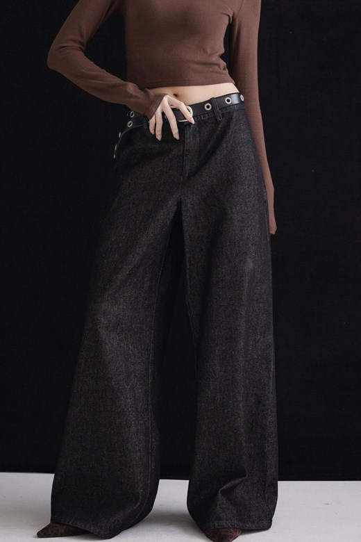 mi時髦牛仔寬褲