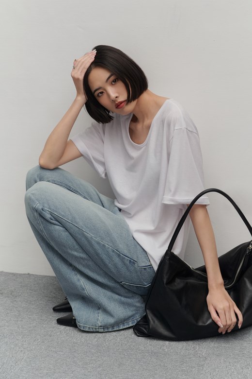 日常柔棉寬版圓領TEE