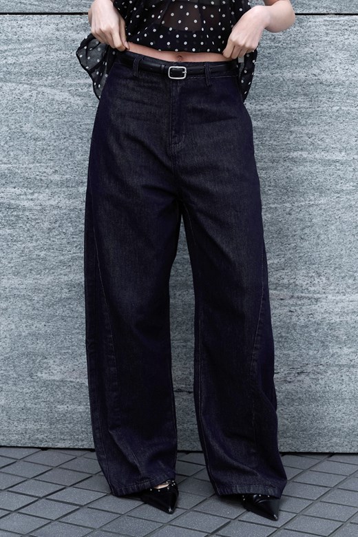 原色寬鬆繭型牛仔褲