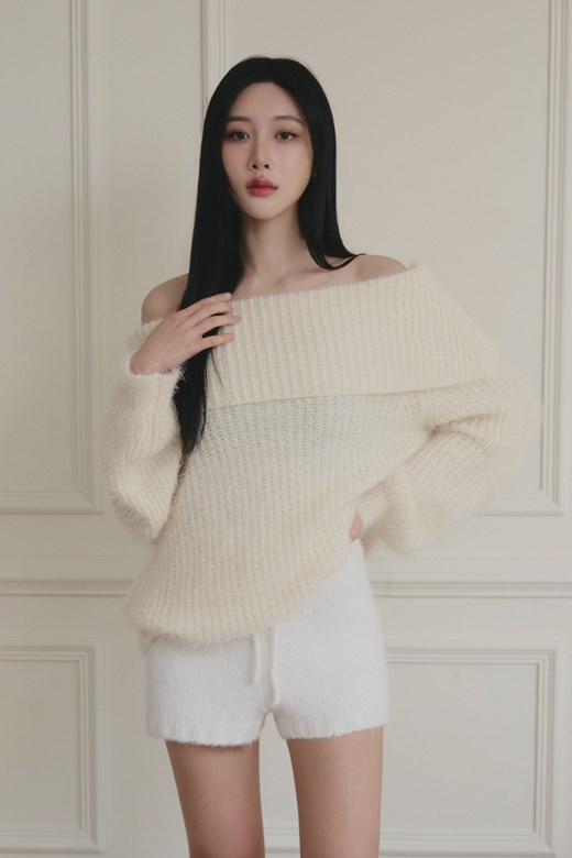 慵懶毛茸針織短褲