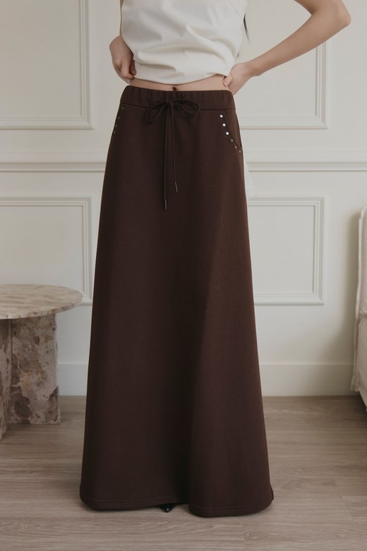 鉚釘造型抽繩棉裙