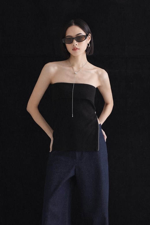 mi個性翻領侧拉鍊平口背心