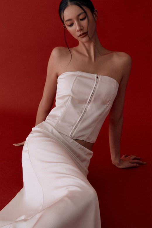 緞面魚骨馬甲背心