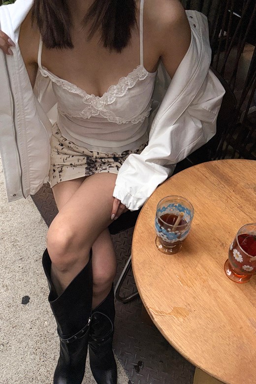 植絨網紗蕾絲細肩背心