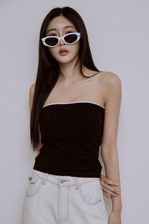 蕾絲邊緹花平口BRA TOP