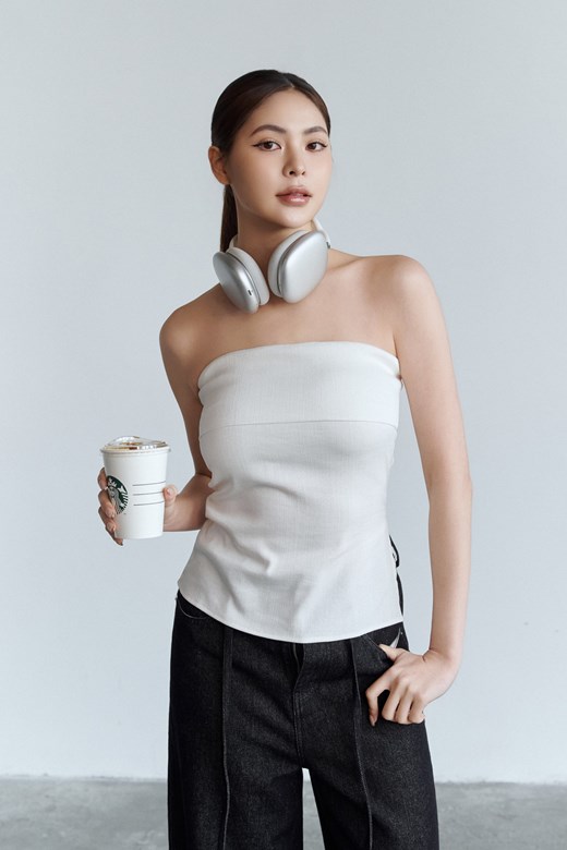 質感麻料側開衩平口上衣