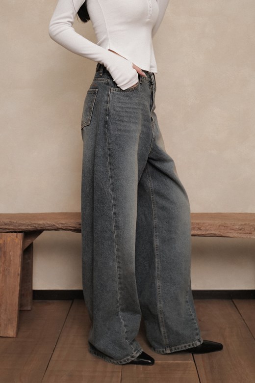 漸層寬版直筒牛仔褲
