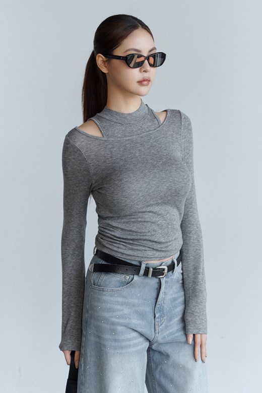 小高領露肩兩件式上衣