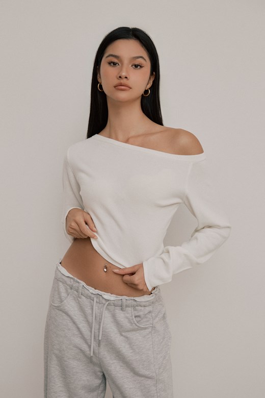 基礎百搭斜肩上衣