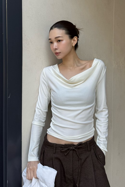 天絲羊毛垂領上衣