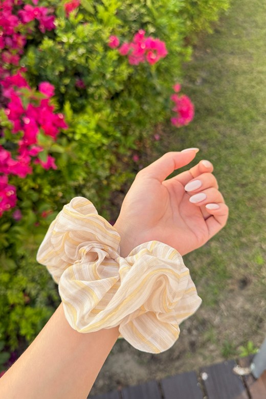 輕新透紗條紋大腸圈