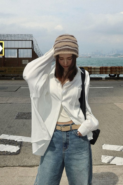 雙口袋寬鬆襯衫