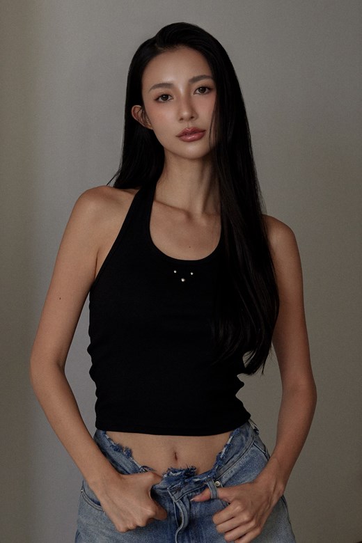 個性鉚釘掛脖背心
