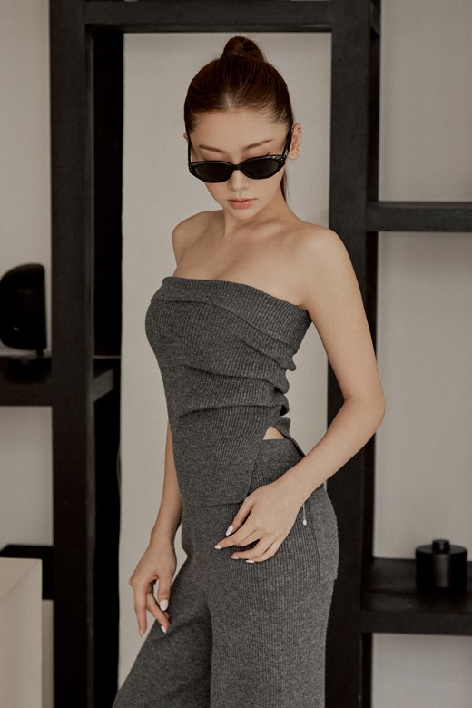 側開岔針織平口上衣